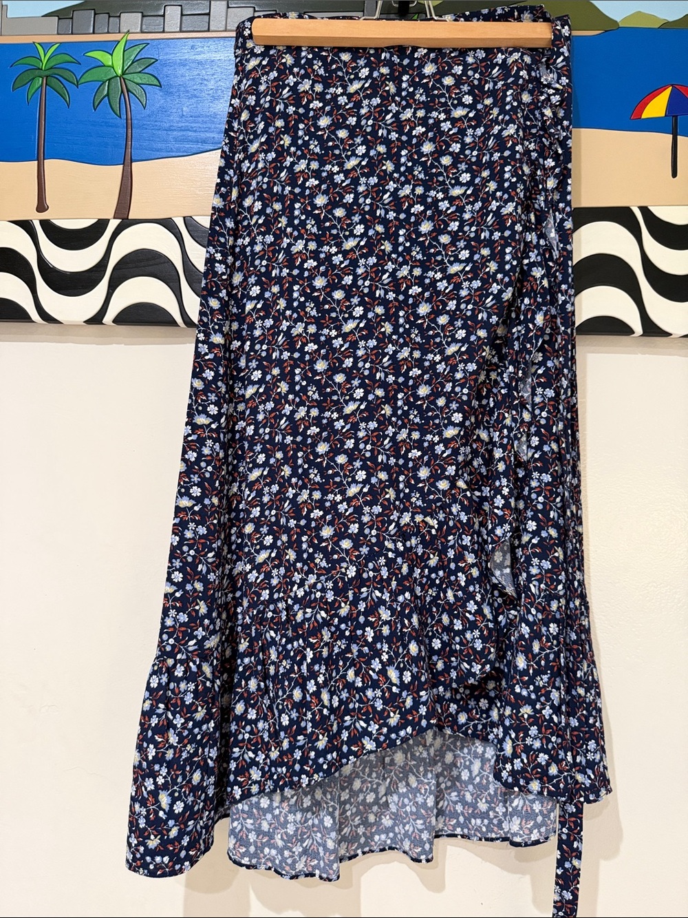 Madewell Navy Floral Wrap Skirt - Women's 6